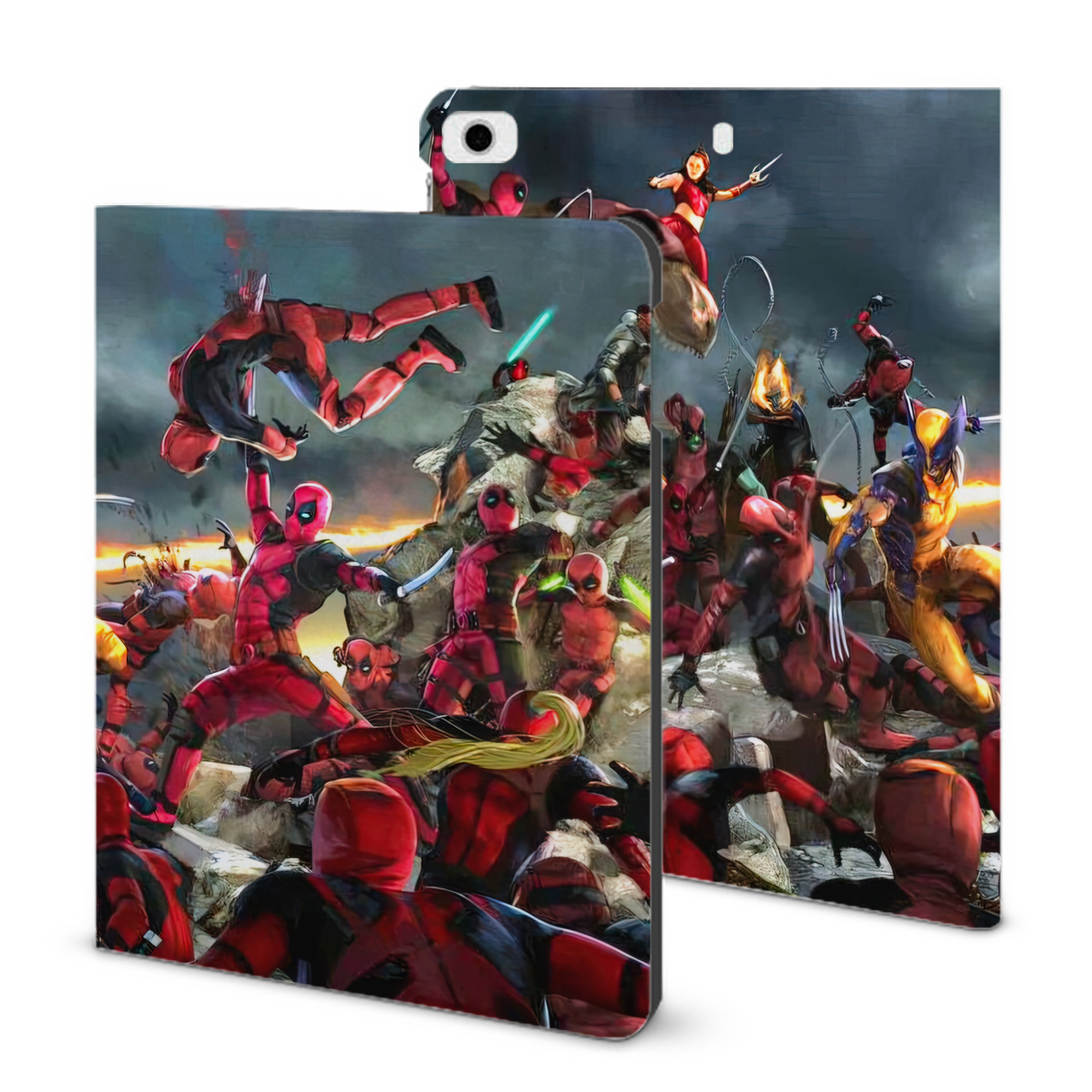 （画像用） Deadpool デッドプール IPad ケース ブック型 PUレザー TPU 耐衝撃 軽量 薄型 ペン収納なし 全面保護 IPad 各モデル対応